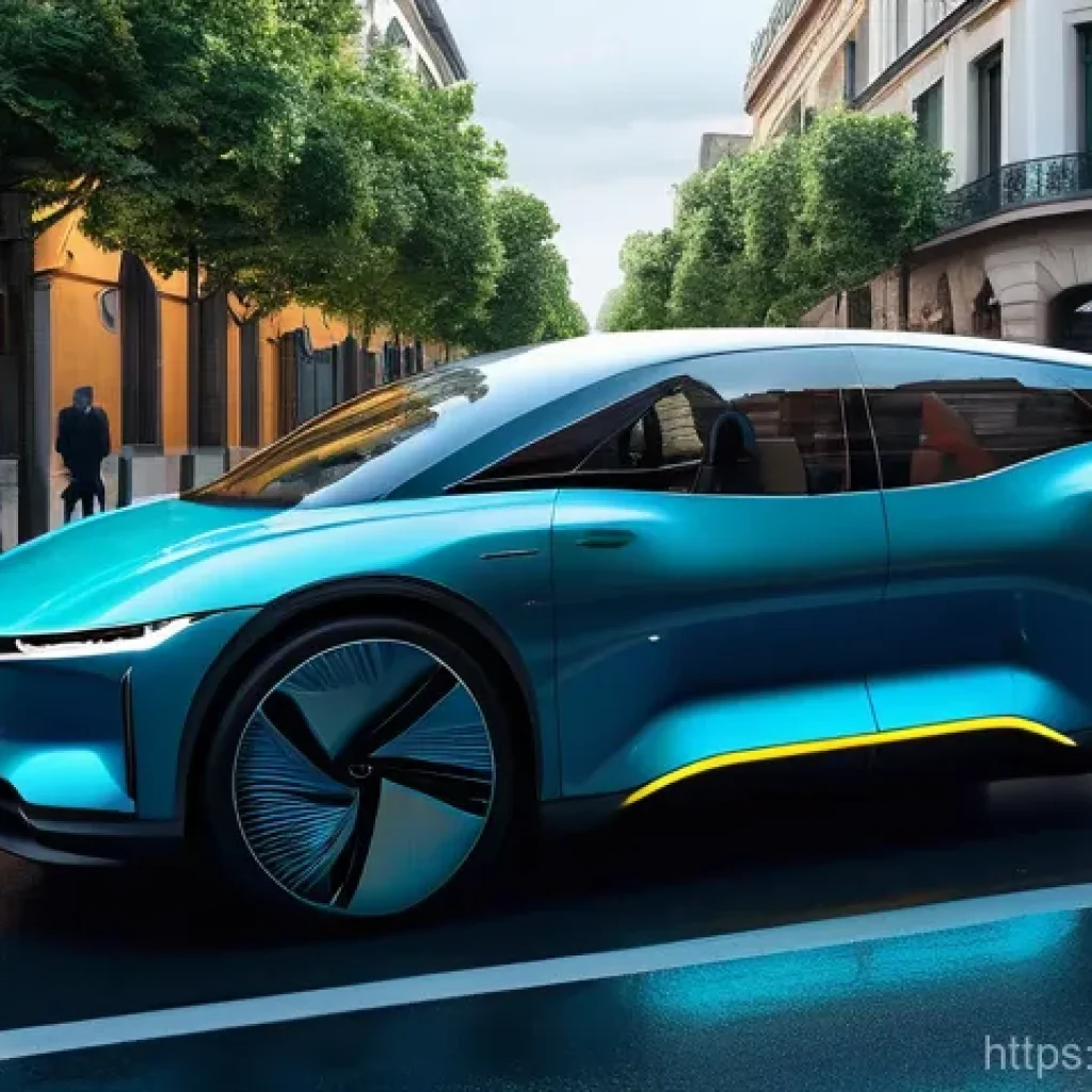 AI와 자율주행 자동차 기술 - **Prompt 1: AI-Powered Urban Safety**
    "A sleek, futuristic autonomous car, possibly an electric ...
