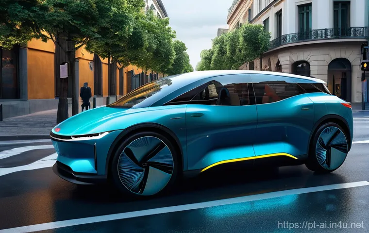 AI와 자율주행 자동차 기술 - **Prompt 1: AI-Powered Urban Safety**
    "A sleek, futuristic autonomous car, possibly an electric ...