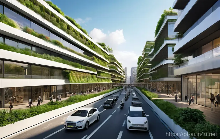 AI와 자율주행 자동차 기술 - **Prompt 1: AI-Powered Urban Safety**
    "A sleek, futuristic autonomous car, possibly an electric ...