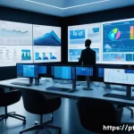 AI 기술을 활용한 데이터 분석 사례 - A modern corporate office setting with diverse Brazilian business professionals analyzing complex da...